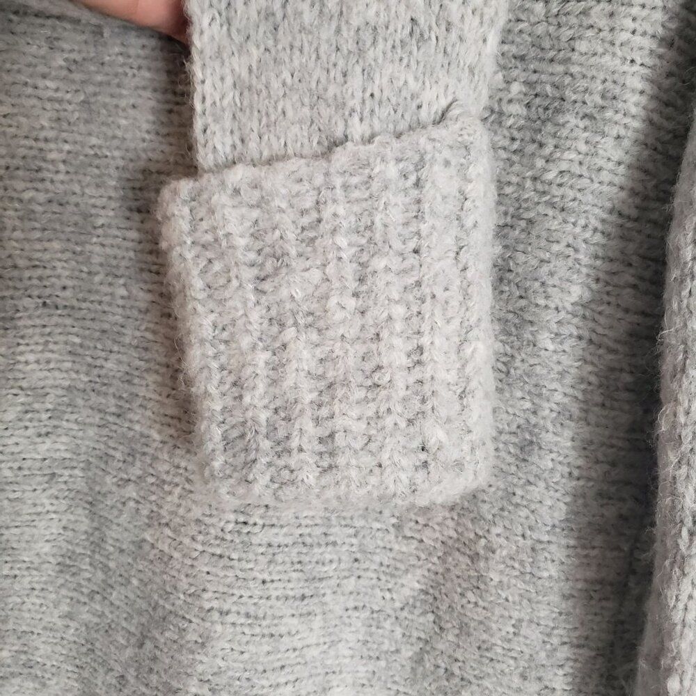 CLUB MONACO Matalin Alpaca Wool Wide Scoop Neck Grey Chunky Sweater Tunic Medium - Picture 9 of 14